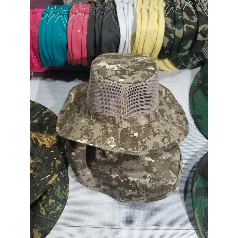 Men Camouflage Hats with Wide Full Brim with Breathable Mesh Design